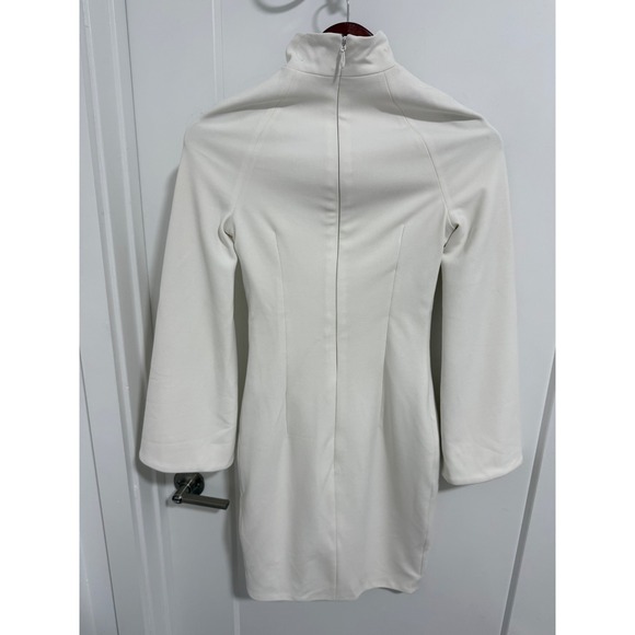 HOUSE OF CB LONDON White Mock Neck Cape Sleeve High Slit Bodycon Mini Dress XS - Picture 8 of 11
